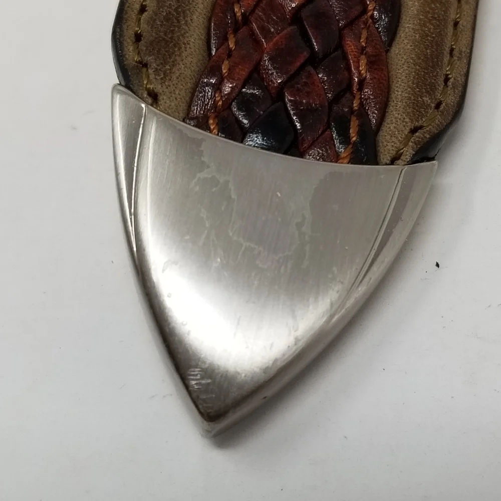 Tommy Bahama Braided Leather Belt Men's Size 36 Brown Tan Western Silver Tone